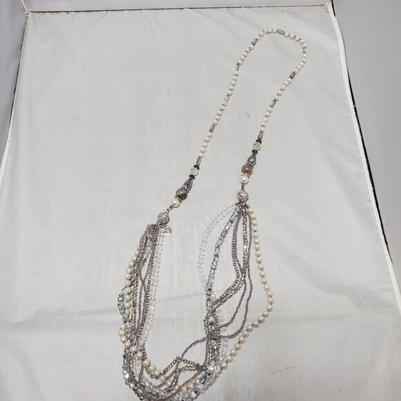 Ali Khan 7-Strand Pearl & Clear Glass Necklace with gift box - Picture 3 of 9